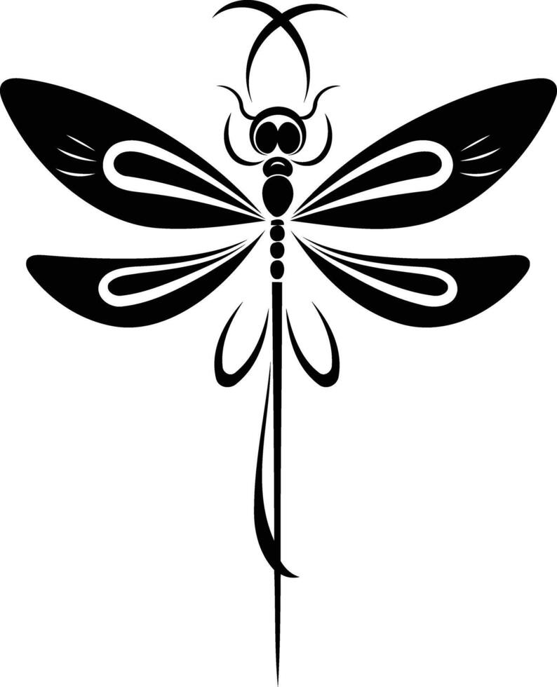 Simple black and white element illustration of a dragonfly vector