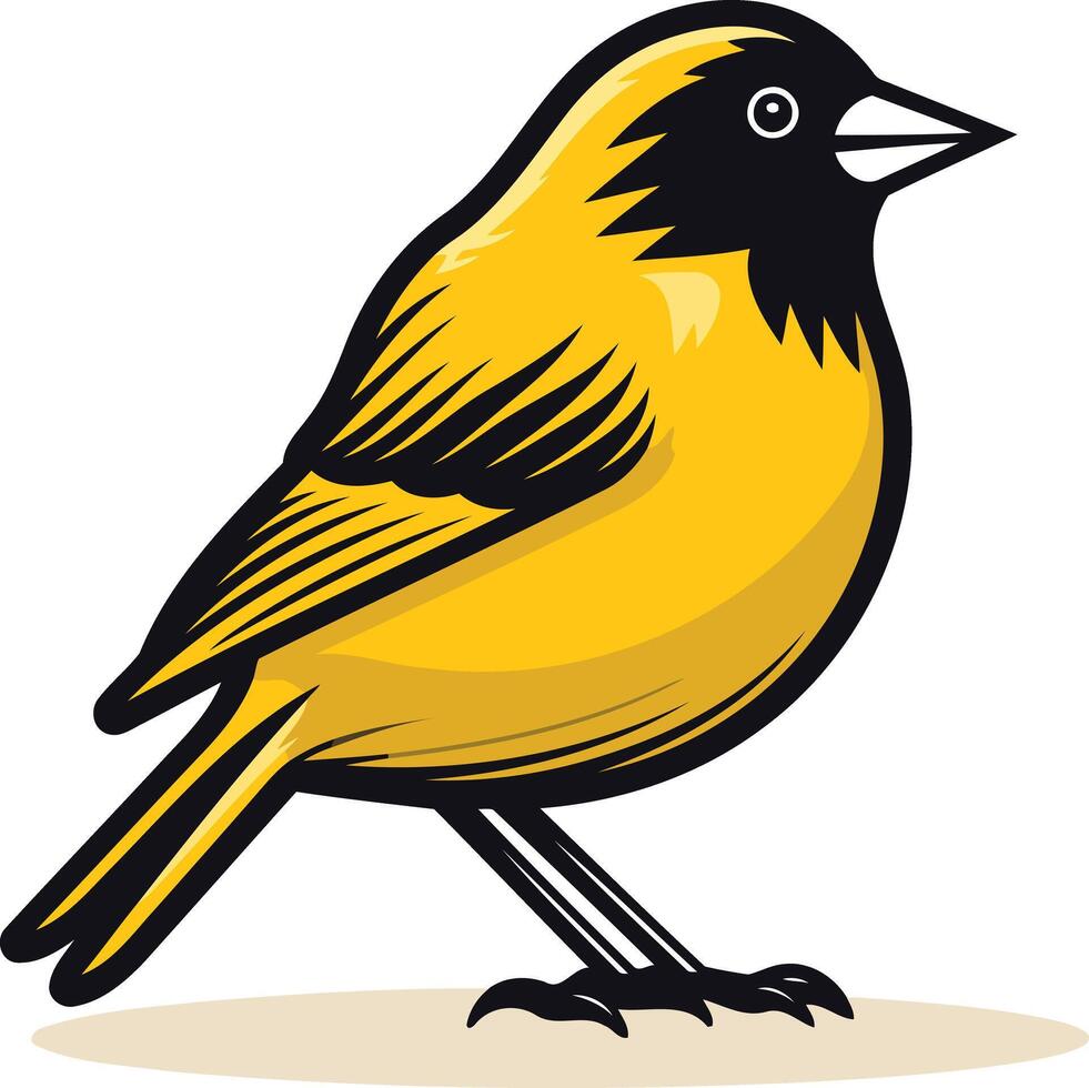 A cheerful yellow bird with black accents, perfect for children s illustrations, branding, or nature themed projects vector