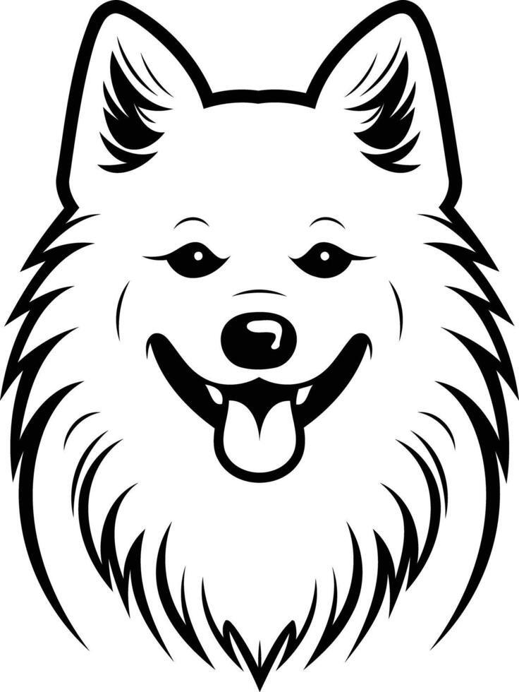 Cute black and white illustration of a smiling dog s face vector