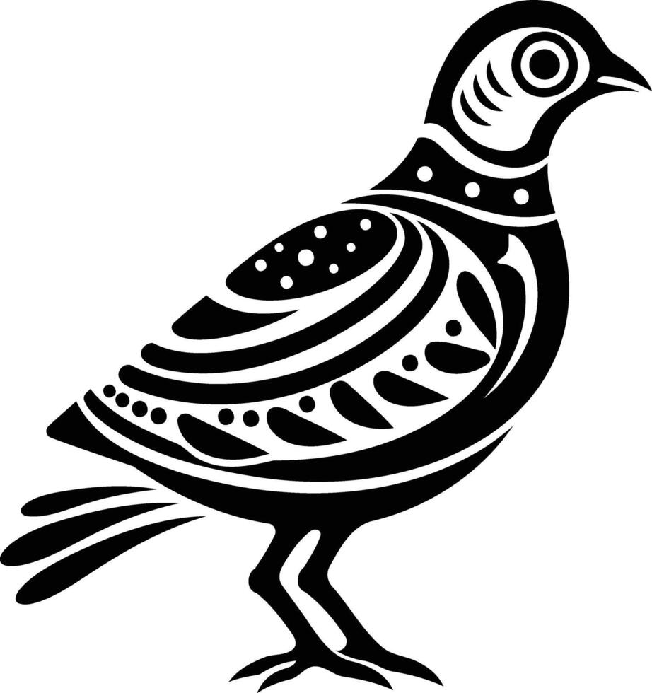 A stylized black and white illustration of a bird, perfect for tattoo design, fashion prints, or branding vector