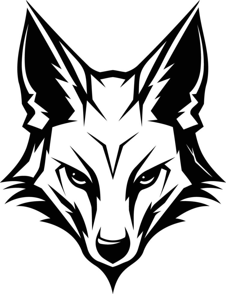 A striking, bold black and white illustration of a fox's head, ideal for logo designs, branding, or t shirt graphics vector