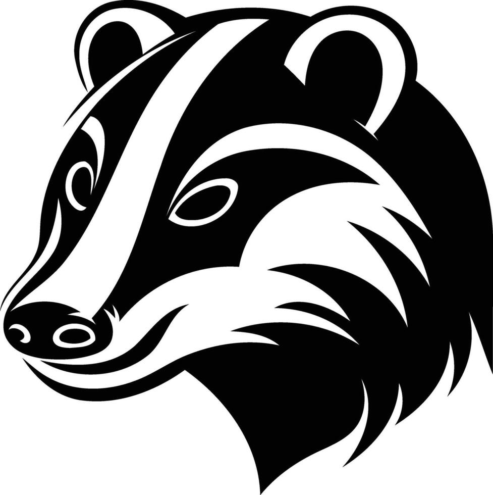 Bold and striking, this black and white illustration of a badger's head is perfect for creating powerful designs vector
