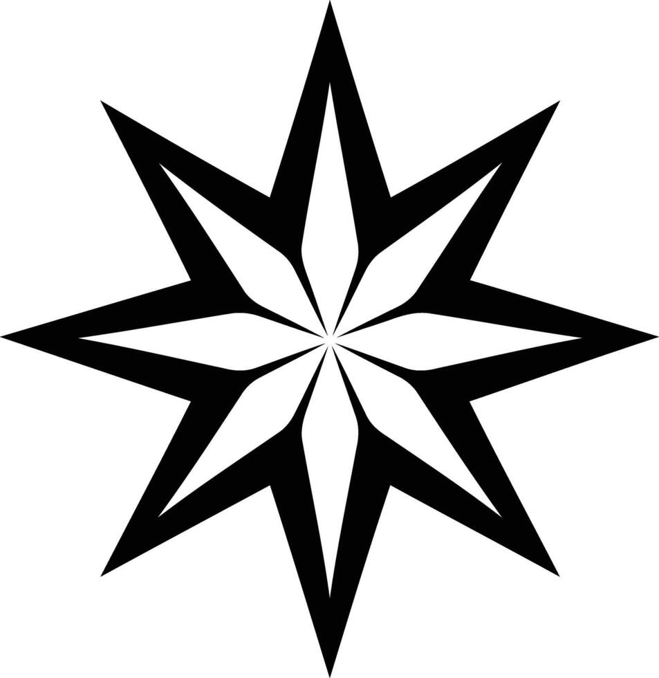 Simple, bold eight pointed star, perfect for tattoos, branding, or design projects vector