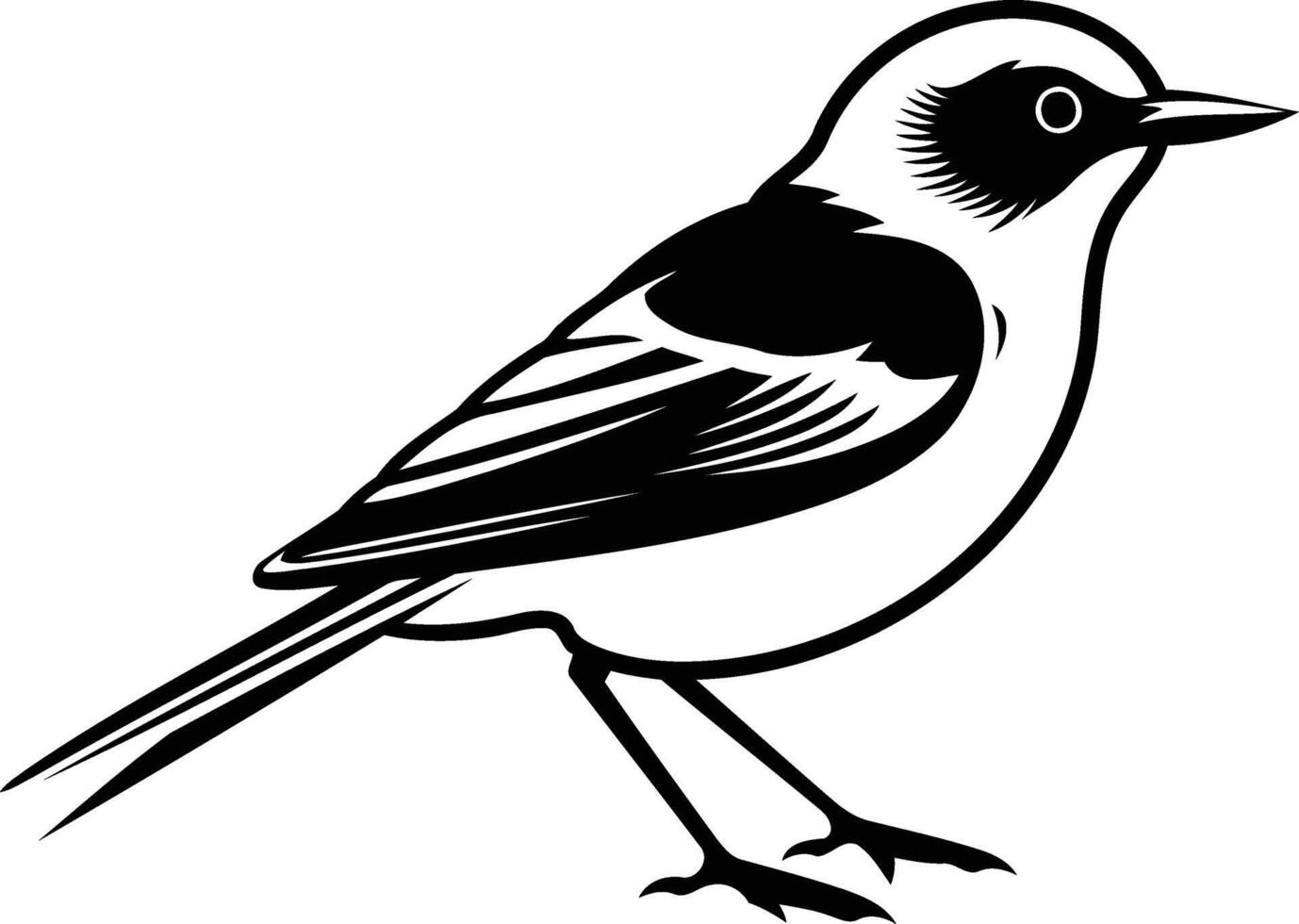 Black and white illustration of a bird, perfect for nature, wildlife, or ornithology designs vector