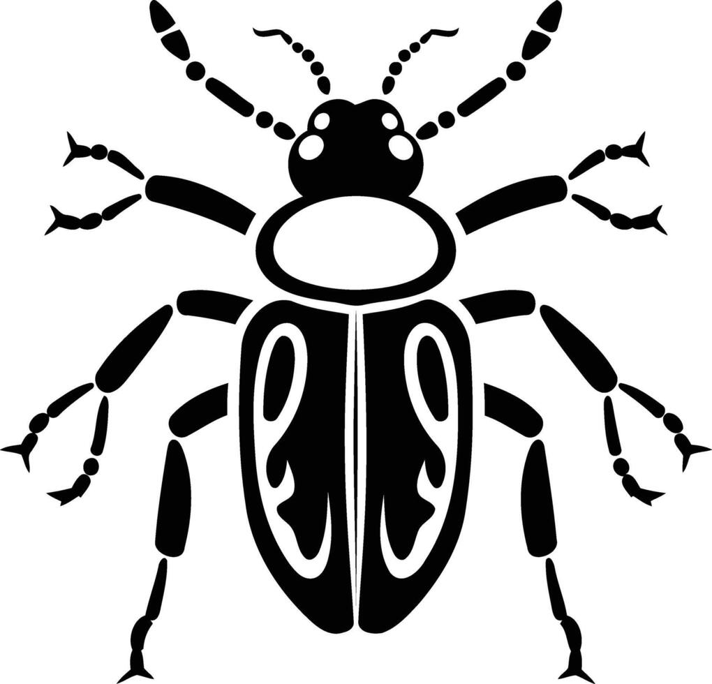 A stylized black and white silhouette of a beetle, perfect for branding, design projects, or tattoo inspiration vector