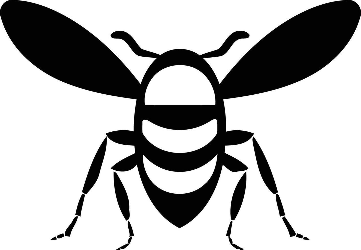 Simple black and white bee logo illustration vector