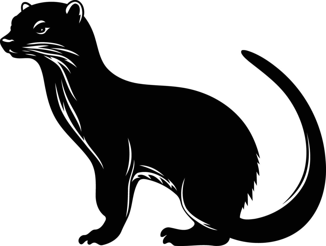 A striking silhouette of an otter in a classic black and white style vector