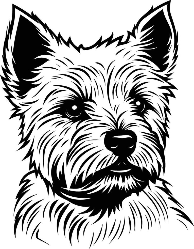 A striking black and white illustration of a west highland white terrier, perfect for dog lovers, pet owners, and breeders vector