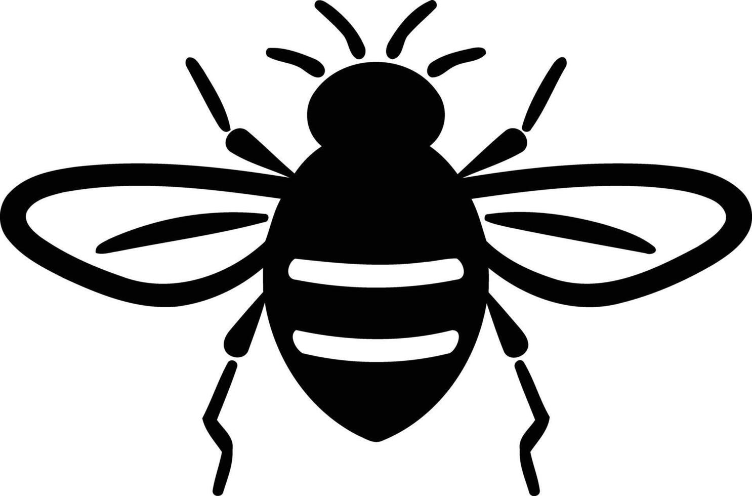 Simple black and white bee silhouette, perfect for logo design, branding, or educational materials vector