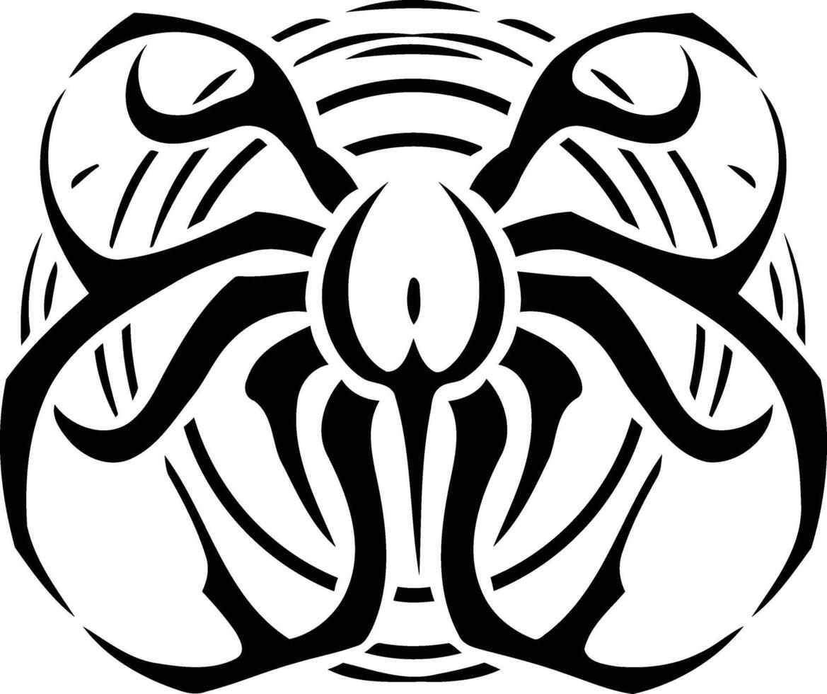 A bold, intricate tribal tattoo design featuring a circular motif with radiating arms vector