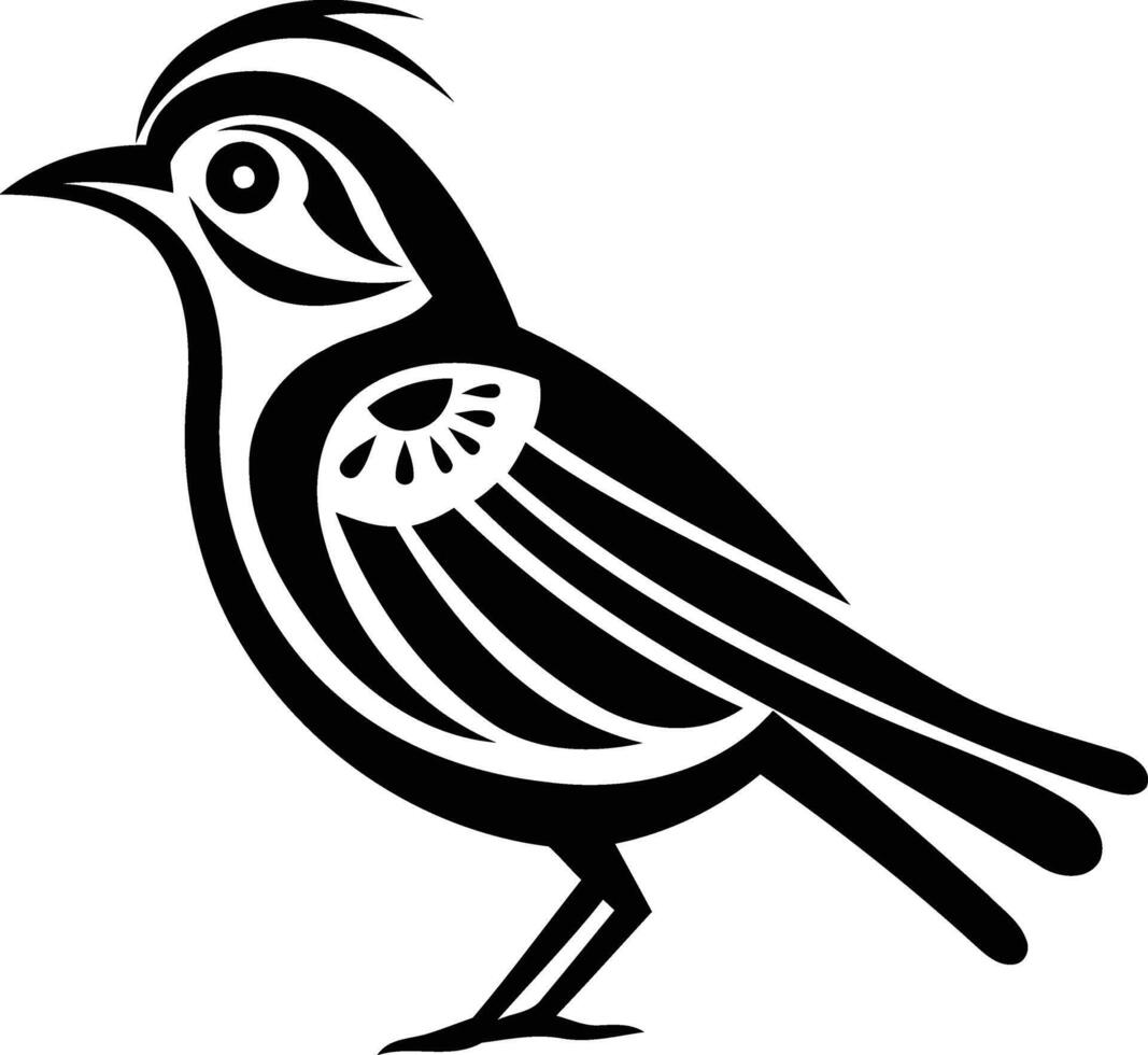 Stylish black and white bird tattoo design, perfect for graphic design, web, print, and branding vector