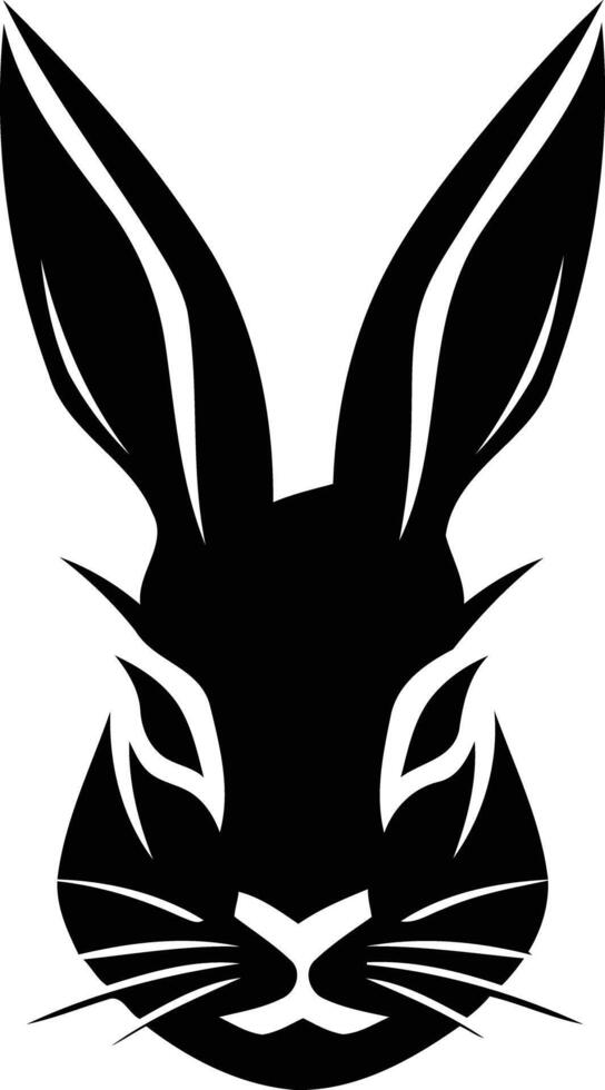 A bold, black and white illustration of a rabbit's head, perfect for logos, branding, or designs requiring a powerful and graphic aesthetic vector
