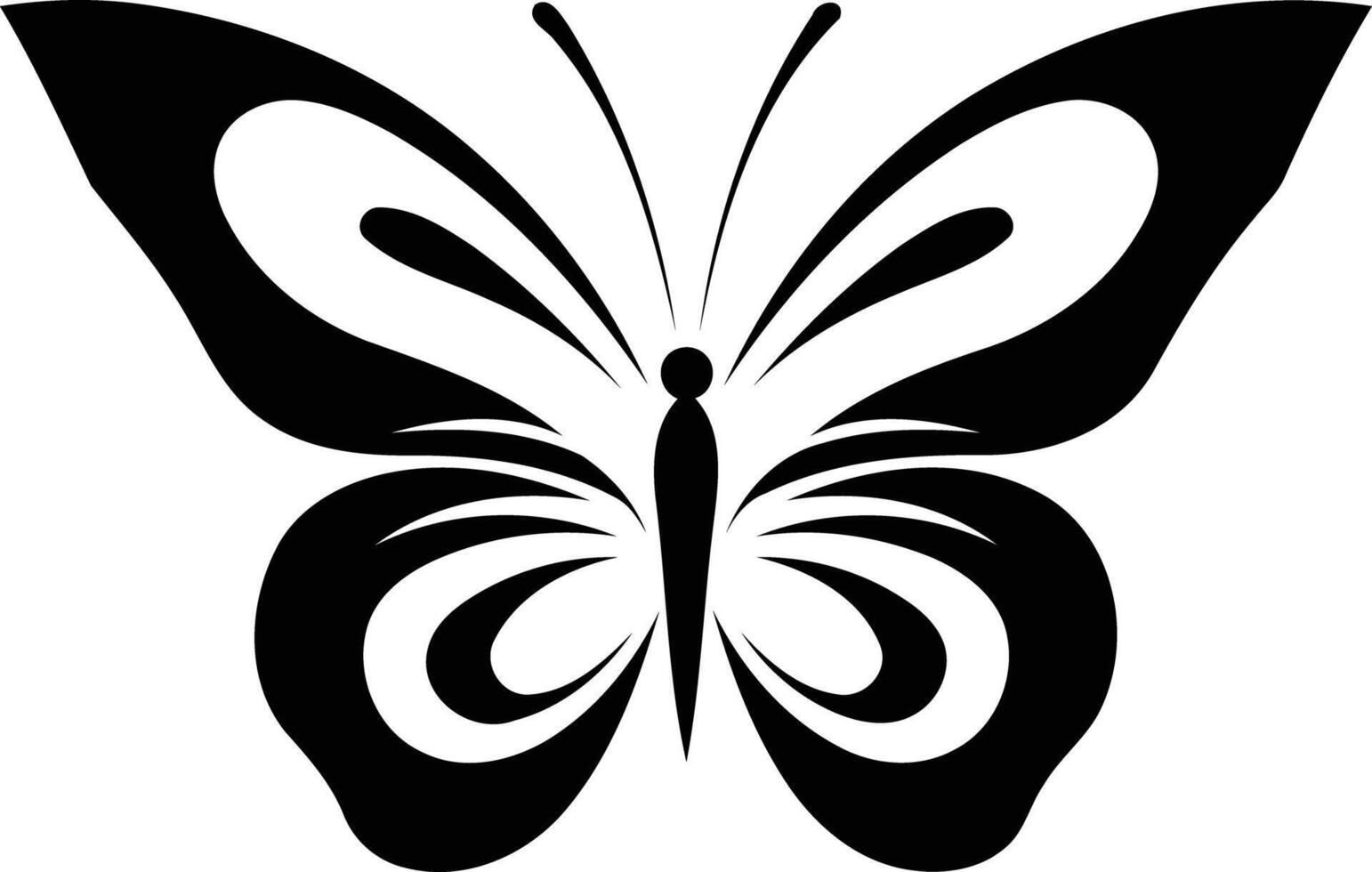 Elegant black and white butterfly silhouette, perfect for logos, branding, and design projects vector