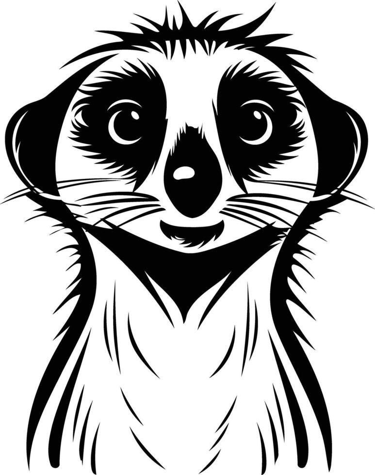 A minimalist black and white illustration of a curious meerkat vector