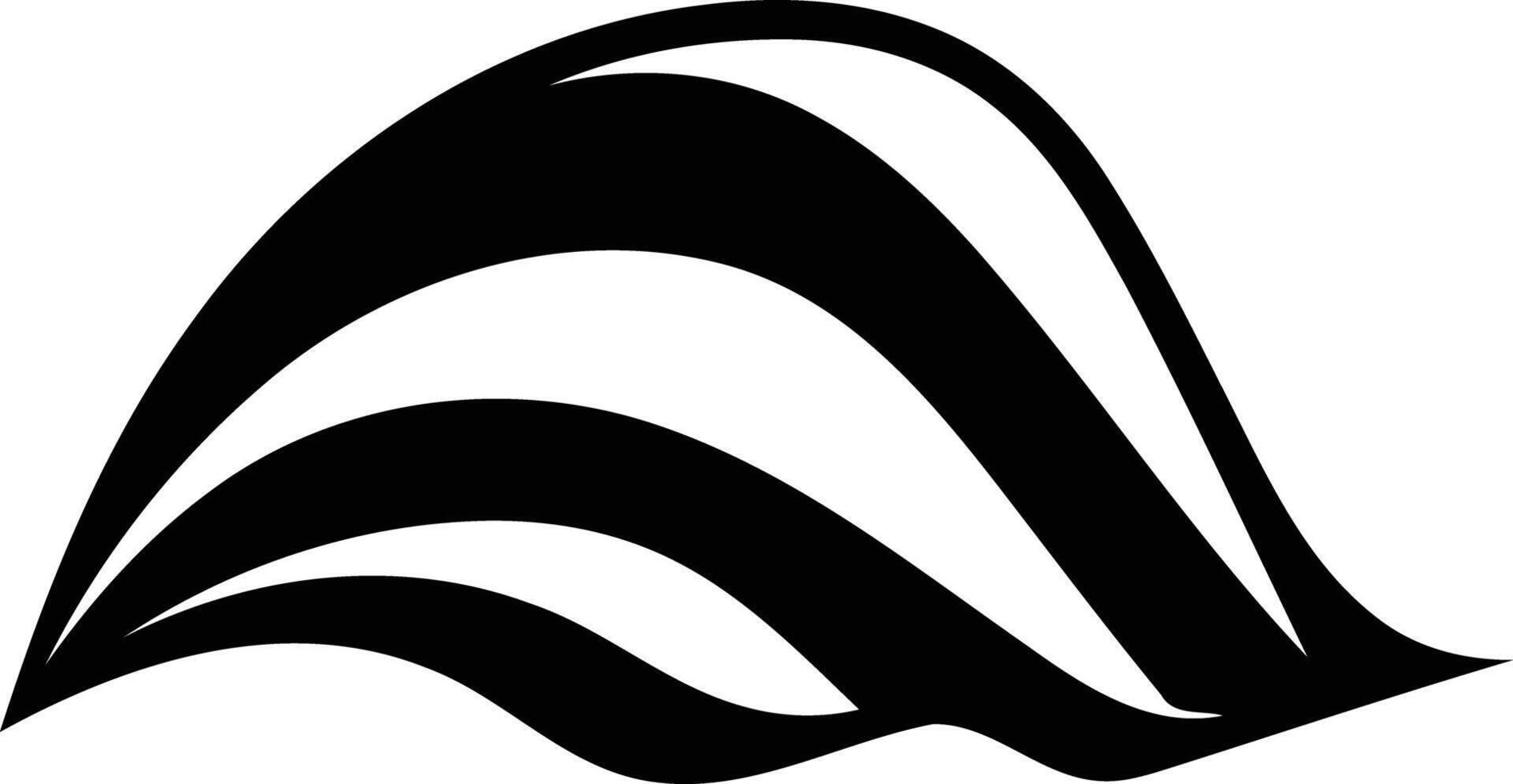 Abstract black and white logo design featuring a stylized wave or curve vector