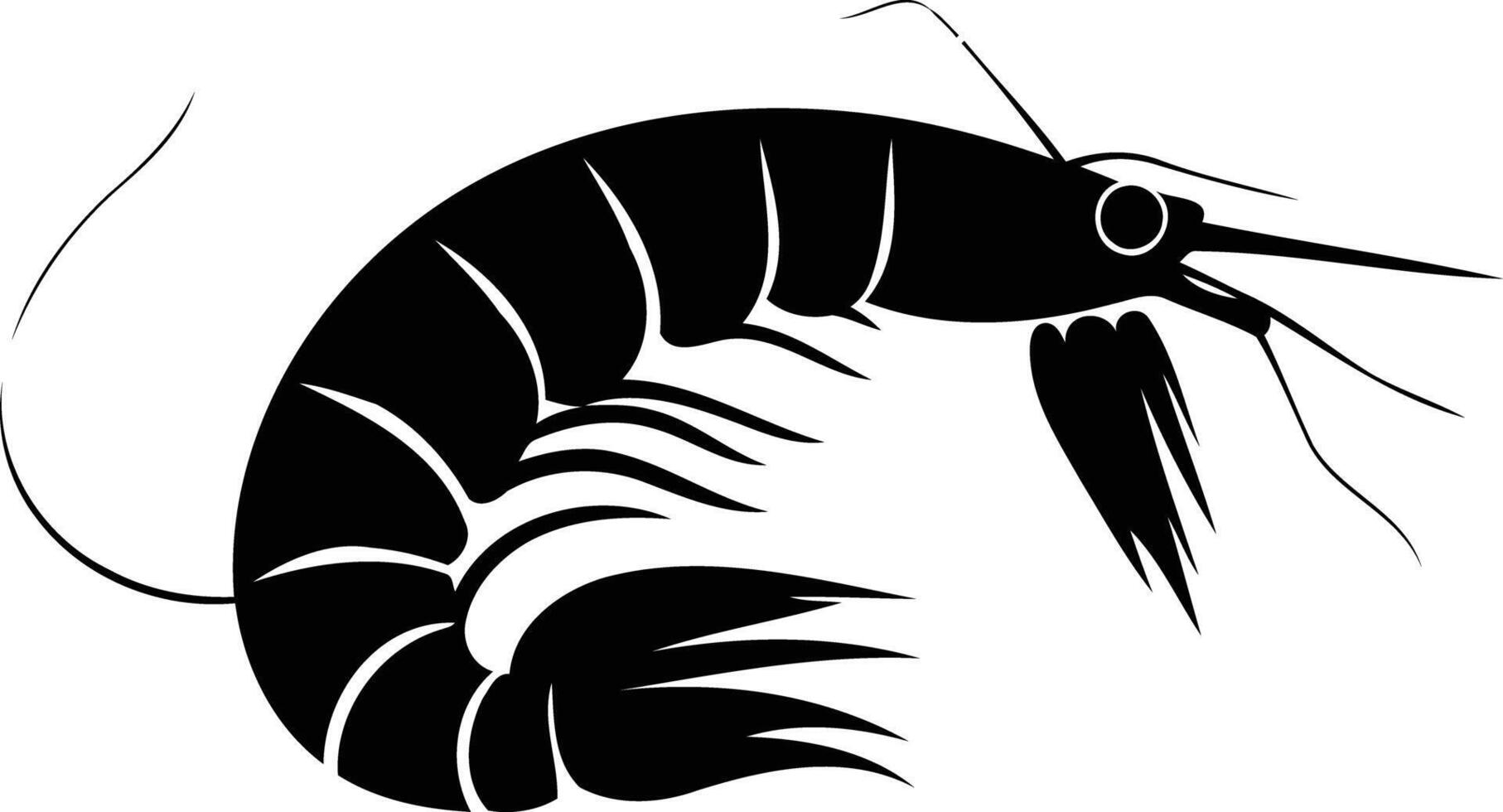 A simple, elegant silhouette of a shrimp, perfect for logos, branding, and seafood themed designs vector