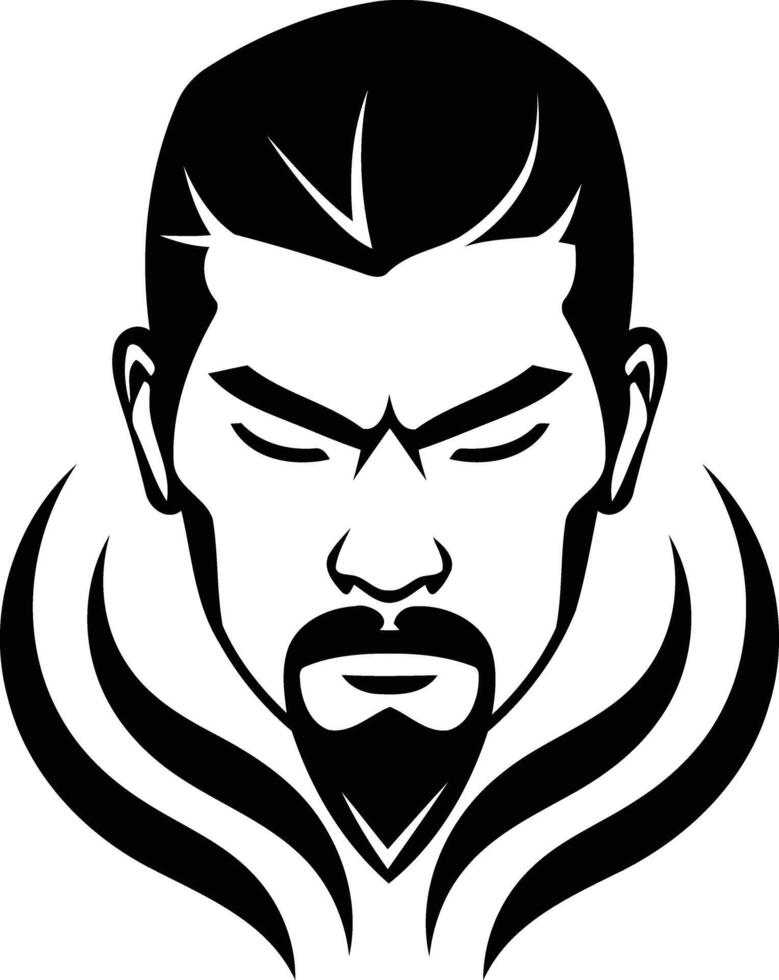 A striking black and white tattoo design featuring a man's face with a beard vector