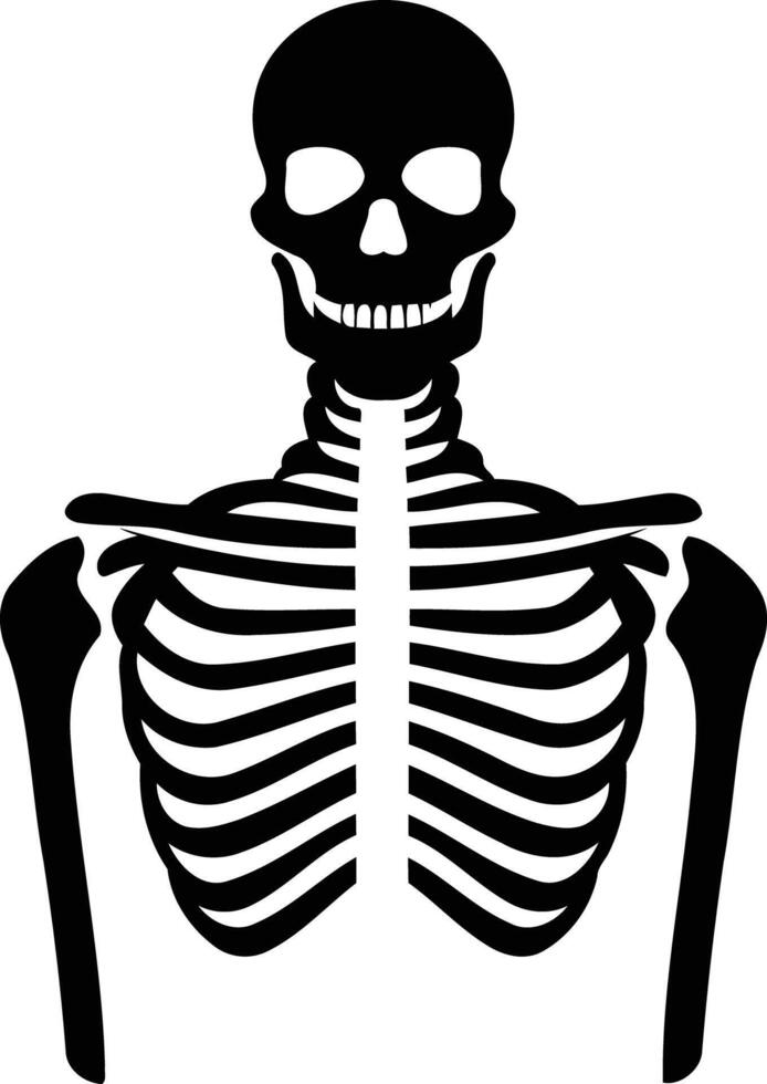 A simple, bold silhouette of a human skeleton vector