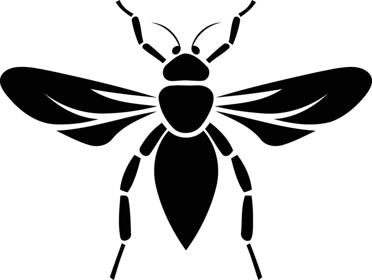 Simple black and white silhouette of a bee vector