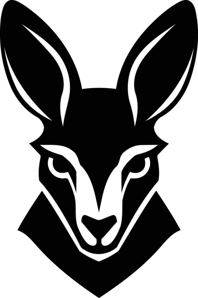 Bold and graphic black and white illustration of a kangaroo head, perfect for branding, logos, and design projects vector