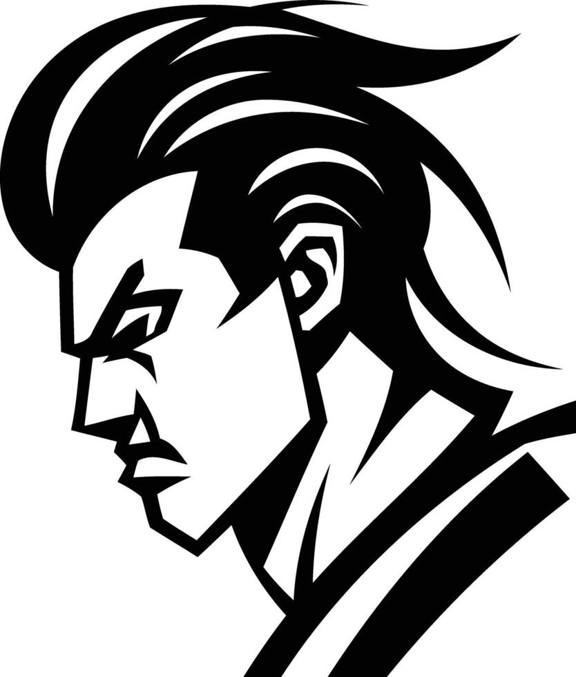 A bold, black and white illustration of a determined man's profile vector