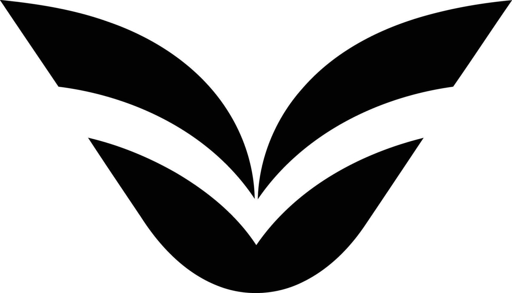 A minimalist, abstract logo design featuring a black shape resembling a stylized bird or leaf vector