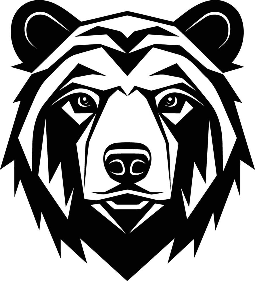 Geometric black and white bear head illustration vector