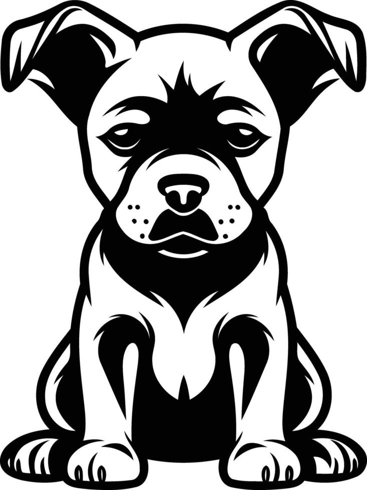 A cute, cartoon style puppy sitting with a serious expression vector