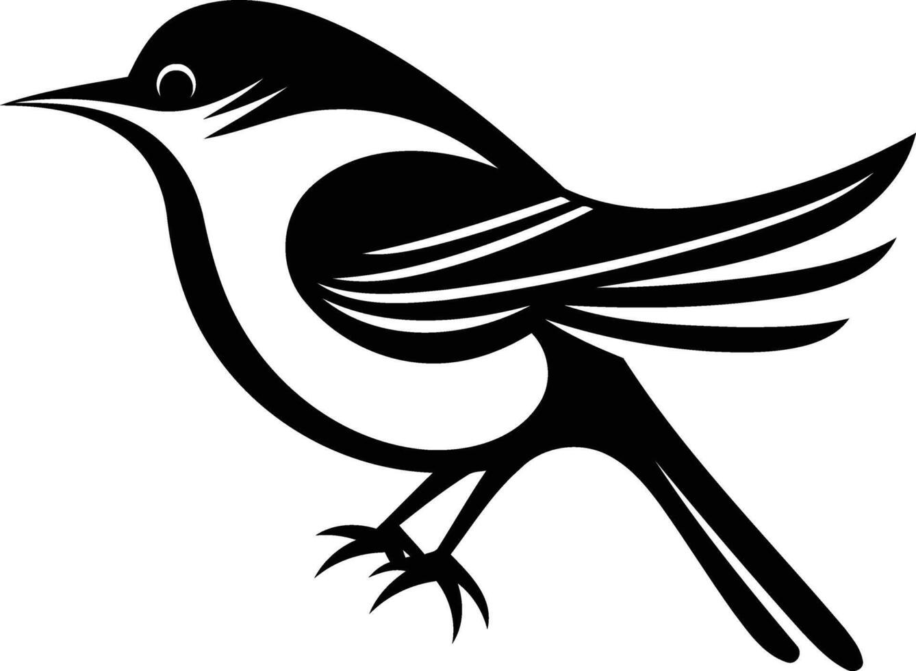 Simple black and white silhouette of a bird, perfect for tattoo designs, branding, or nature themed projects vector
