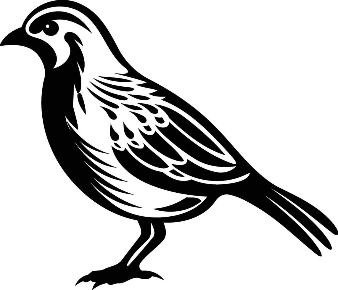 A detailed black and white illustration of a bird, perfect for tattoo design, branding, and nature themed projects vector