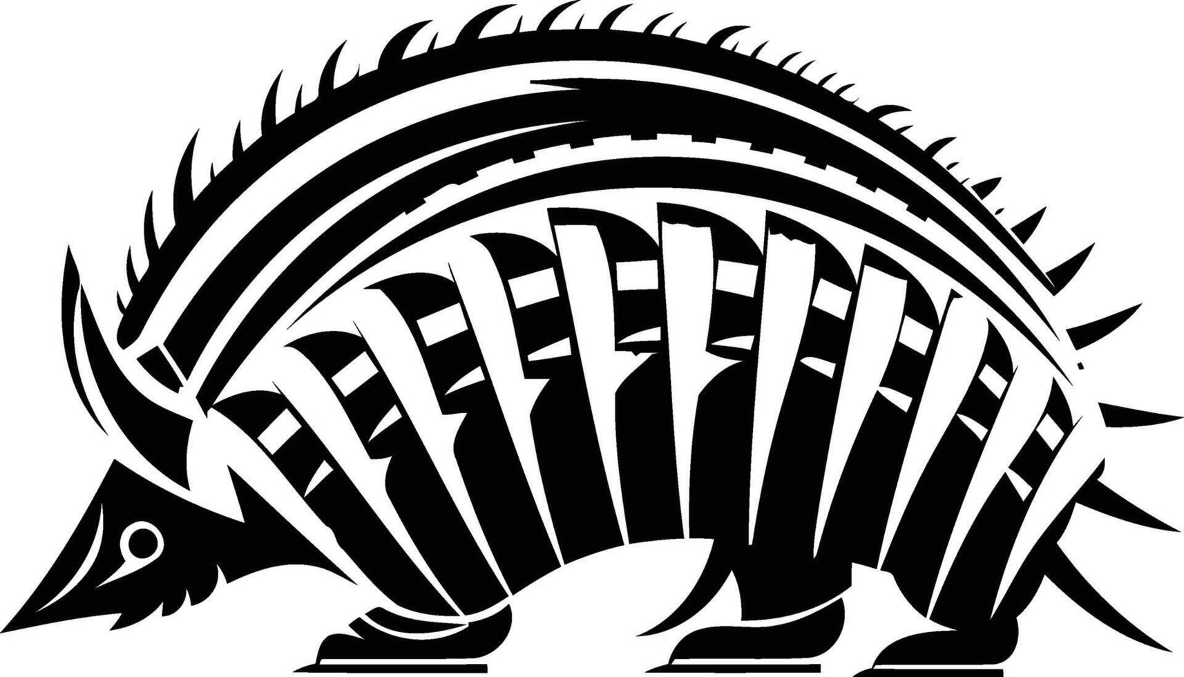 A bold, stylized illustration of an armadillo in a tribal tattoo style vector
