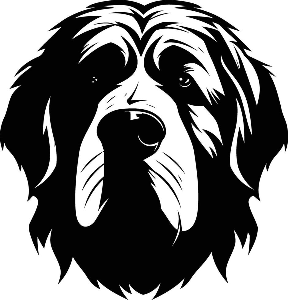 Black and white element illustration of a saint bernard dog's face vector