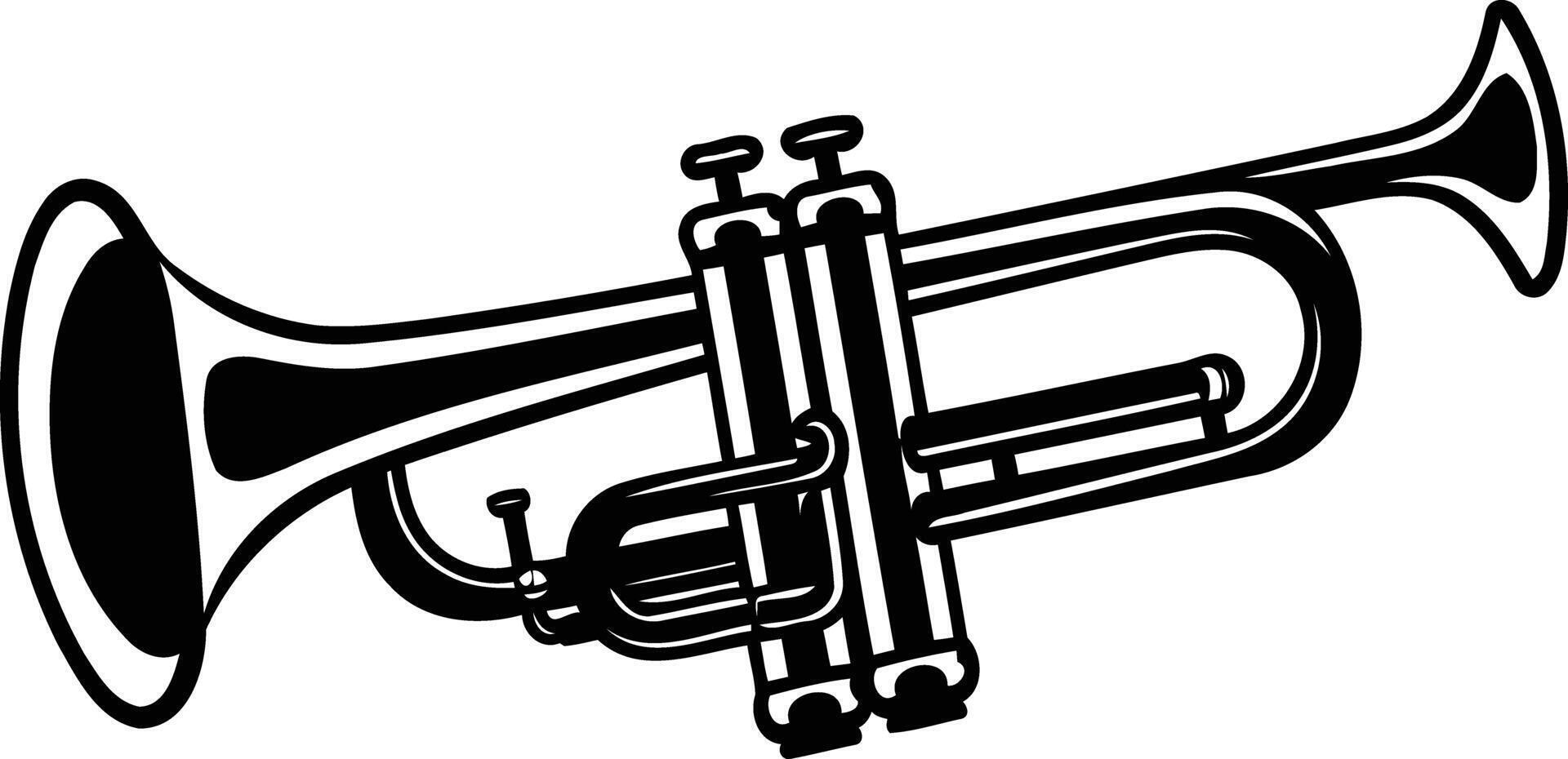 A classic trumpet in black and white, perfect for musical projects, websites, and design elements vector