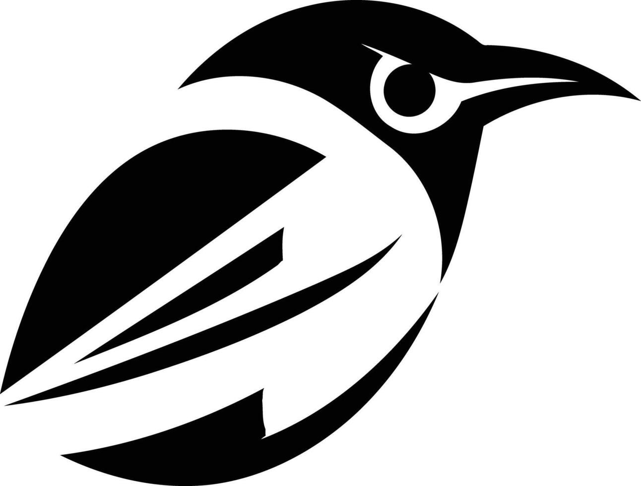 Stylized bird silhouette in black and white, perfect for logos, branding, and design projects vector