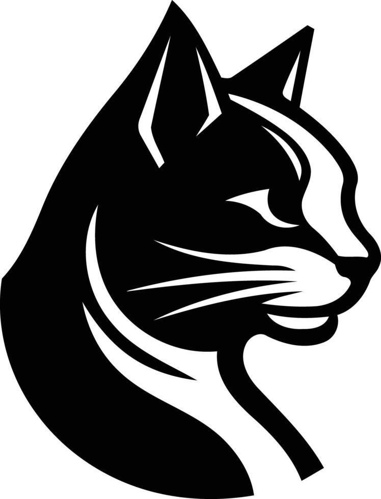 Bold and striking black and white illustration of a cat's head, perfect for branding or design projects needing a fierce and elegant touch vector
