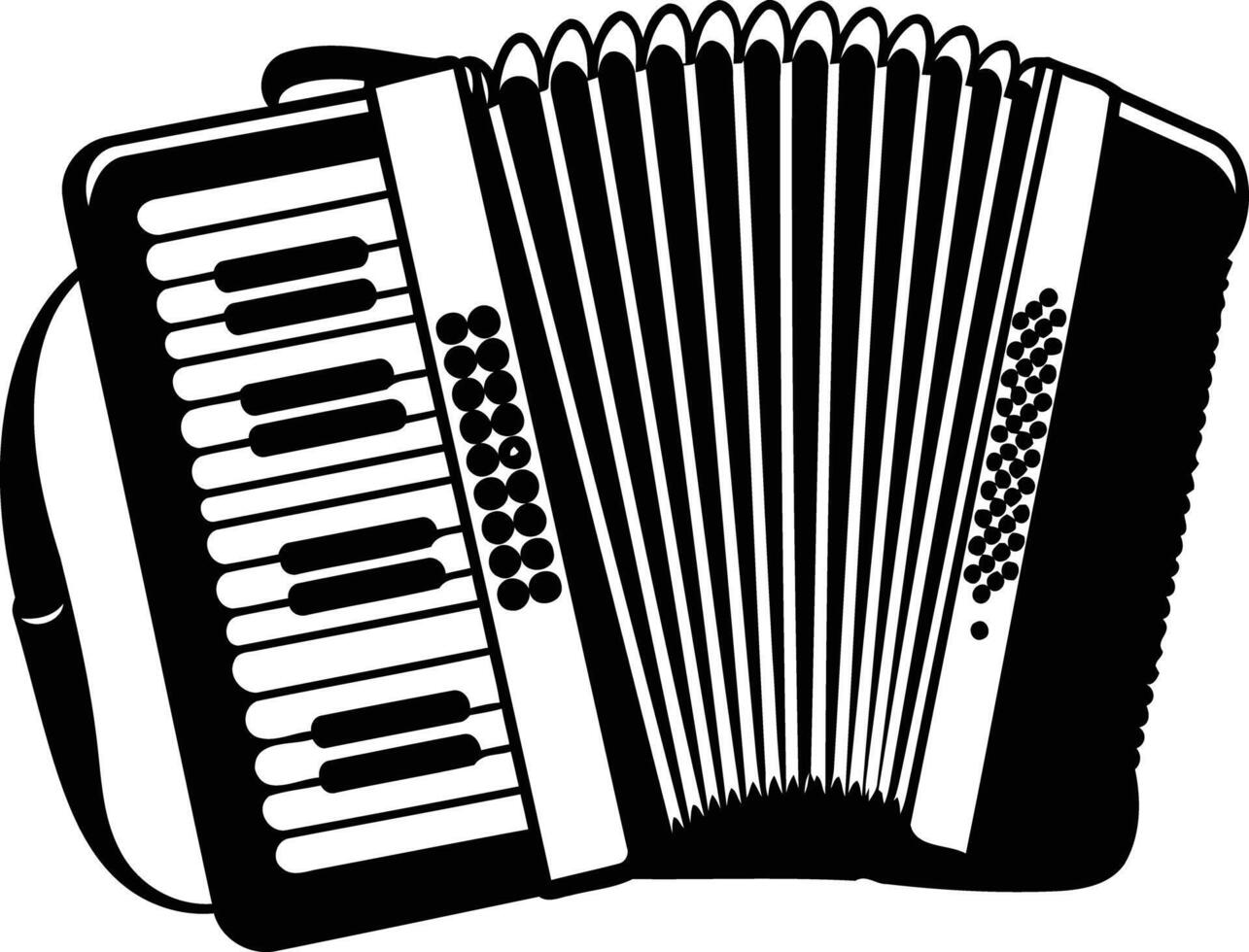 Black and white element illustration of an accordion vector