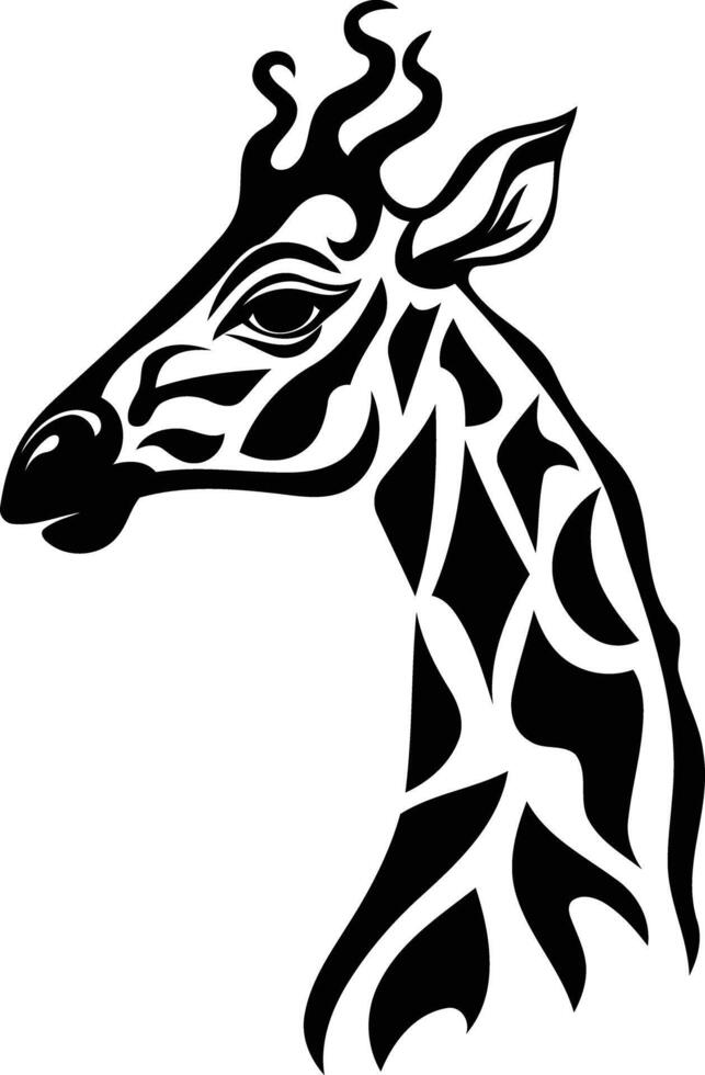 A bold, black and white illustration of a giraffe's head, perfect for designs needing a touch of the wild vector