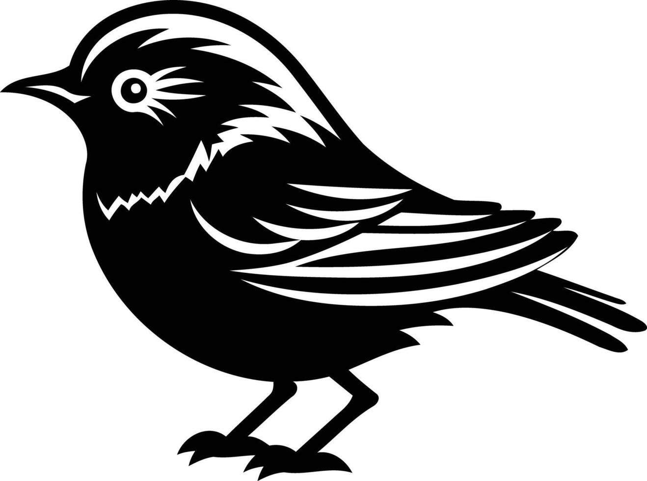 A simple, stylish silhouette of a bird in black and white vector