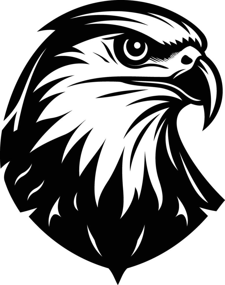 A bold and powerful black and white illustration of an eagle's head, perfect for use as a logo, tattoo design, or graphic element vector