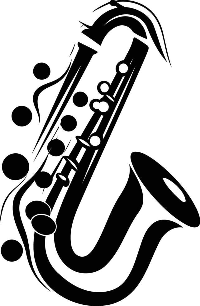 A simple, stylish silhouette of a saxophone vector