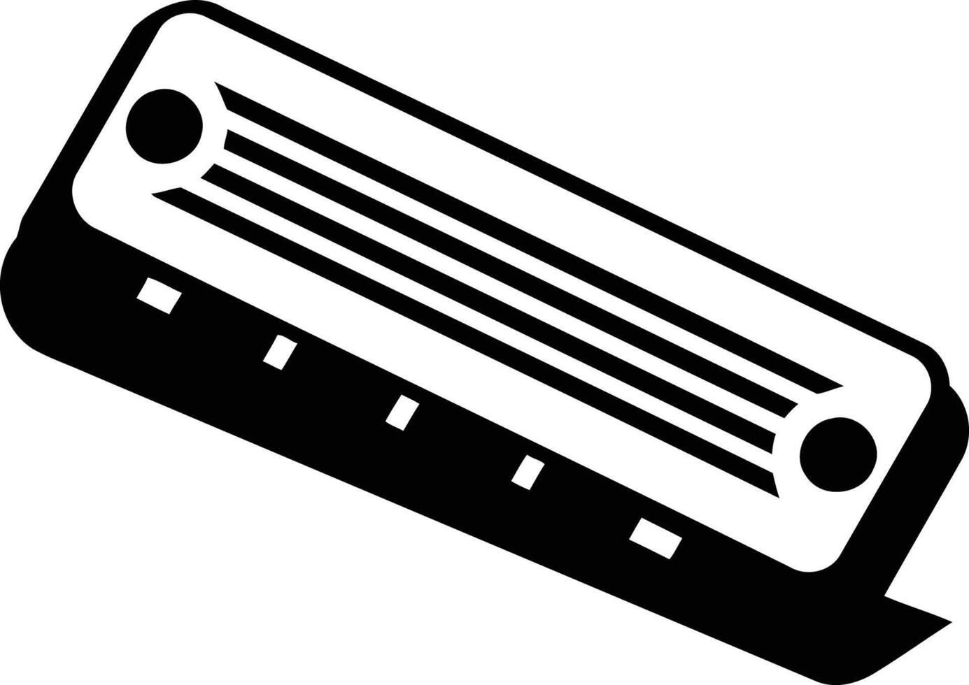 A simple, bold silhouette of a harmonica, perfect for musical branding, website design, or app icons vector