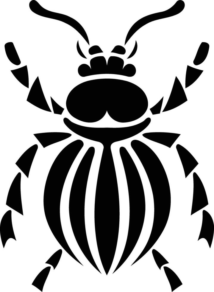 A stylized silhouette of a beetle, perfect for designs focused on insects, nature, or tribal art vector