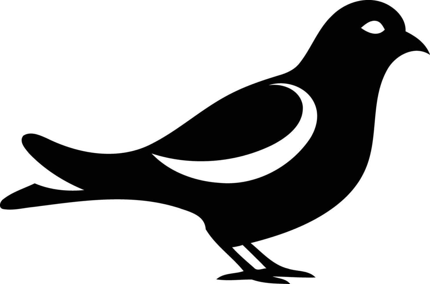 Simple black and white silhouette of a bird, perfect for logos, icons, or illustrations vector