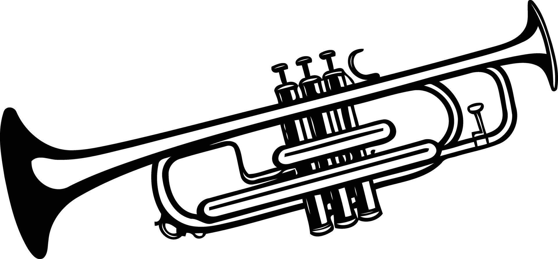 A simple and elegant illustration of a trumpet in black and white vector