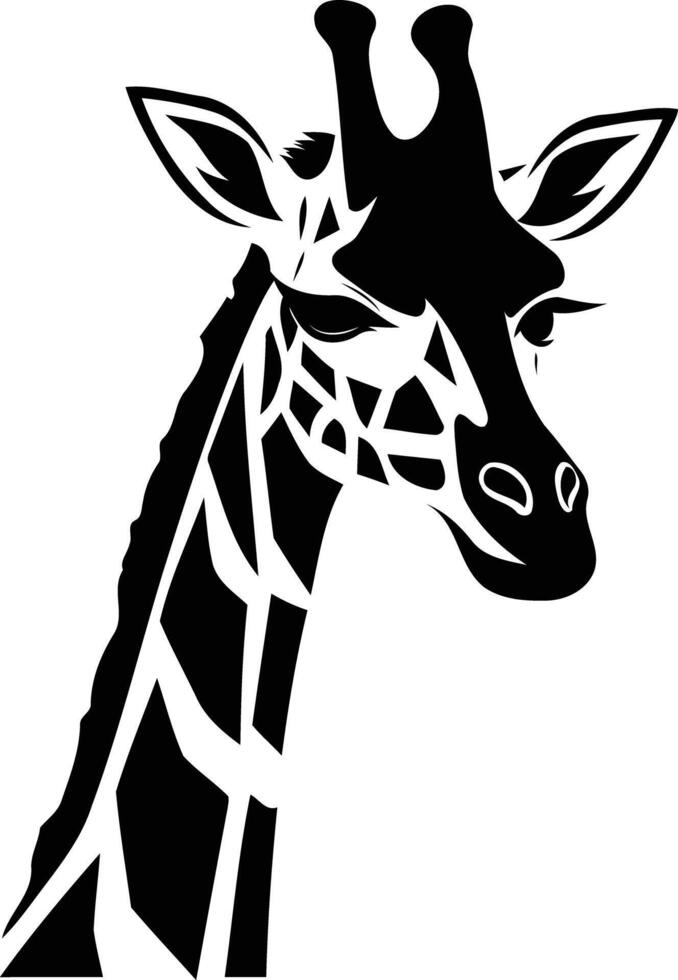 A bold and graphic silhouette of a giraffe's head, perfect for animal themed designs, logos, or branding vector