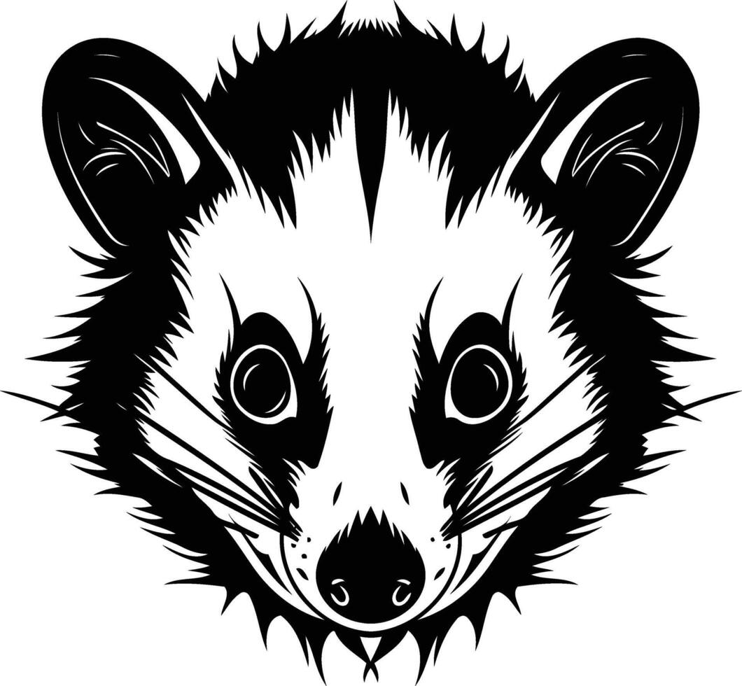 Black and white illustration of a raccoon face, perfect for tattoo designs, animal lovers, or nature themed projects vector