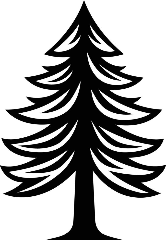Simple, bold silhouette of a pine tree, perfect for logo designs, website graphics, and print projects vector
