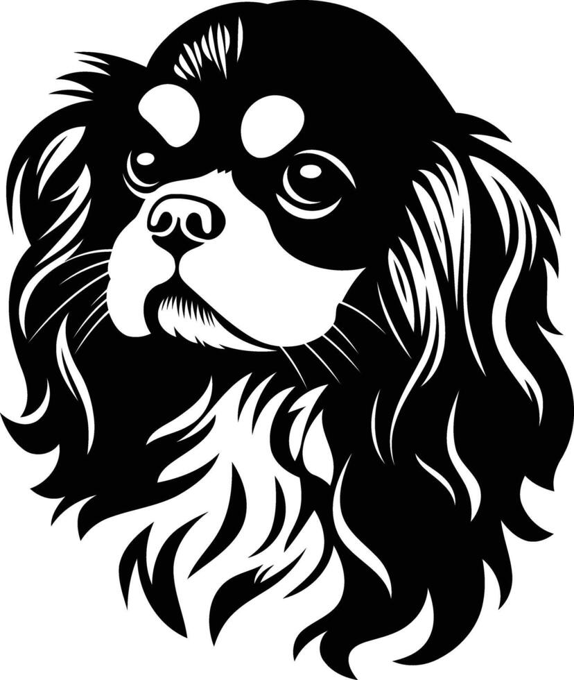 A striking black and white silhouette of a cavalier king charles spaniel, perfect for pet related designs, branding, or tattoos vector