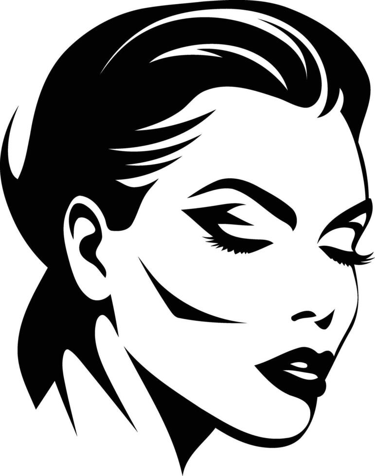 Stylish black and white portrait of a woman with her eyes closed vector
