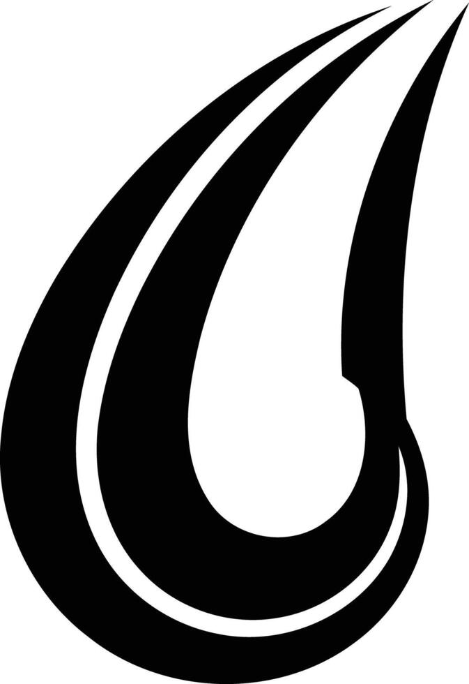 Abstract, minimalist black and white logo design featuring a bold, curved shape vector